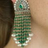 Emerald Pearl and Diamond Earrings
