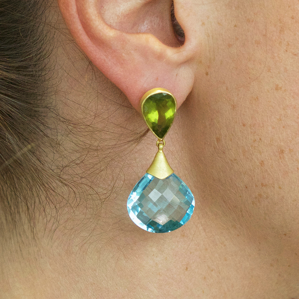Trillion Cut 7.18 ctw Aquamarine & Diamond 18kt White Gold Earrings